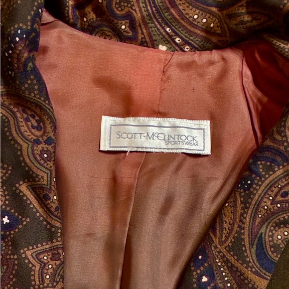 VTG Scott McClintock Velvet Victorian Revival Puff Sleeve Blazer Paisley Trim S - Picture 2 of 8